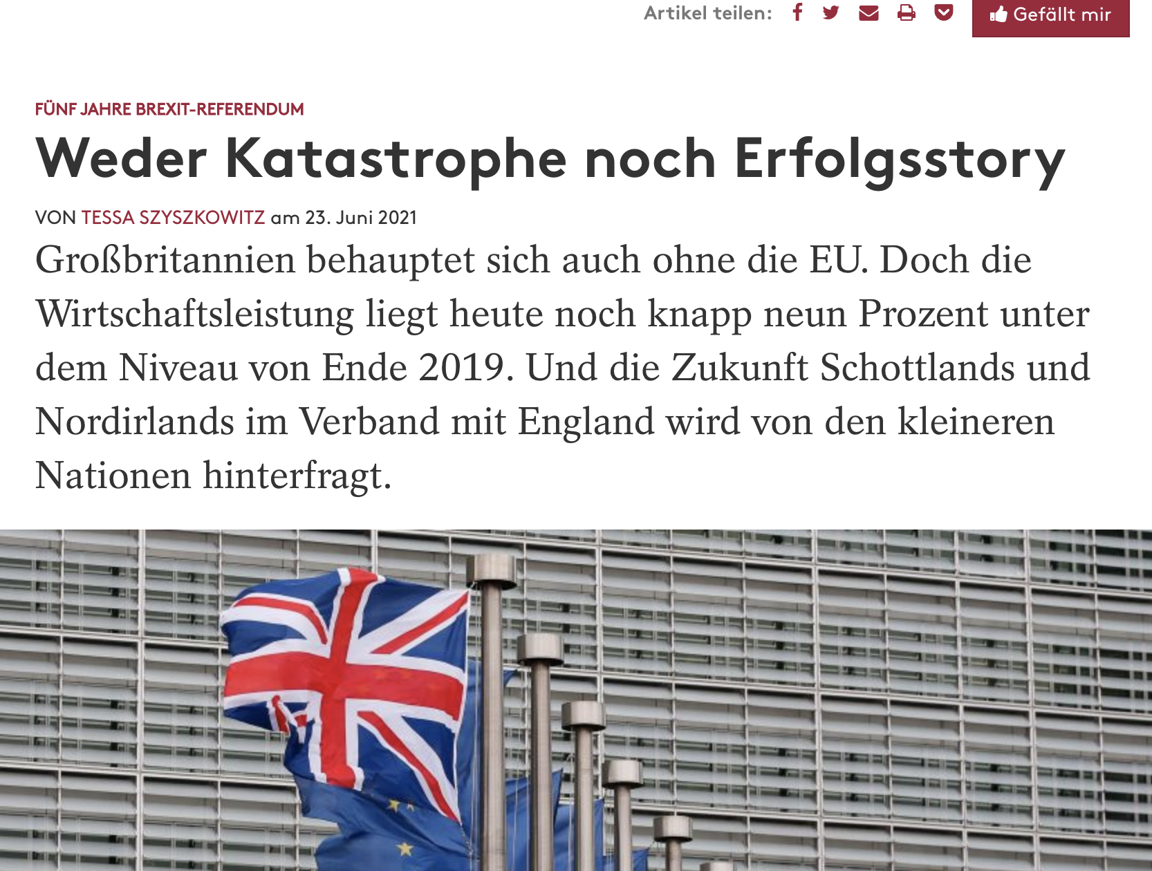 FÜNF JAHRE BREXIT-REFERENDUM -Weder Katastrophe noch Erfolgsstory