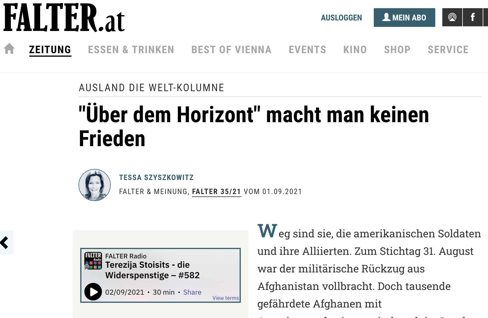 "Über dem Horizont" macht man keinen Frieden