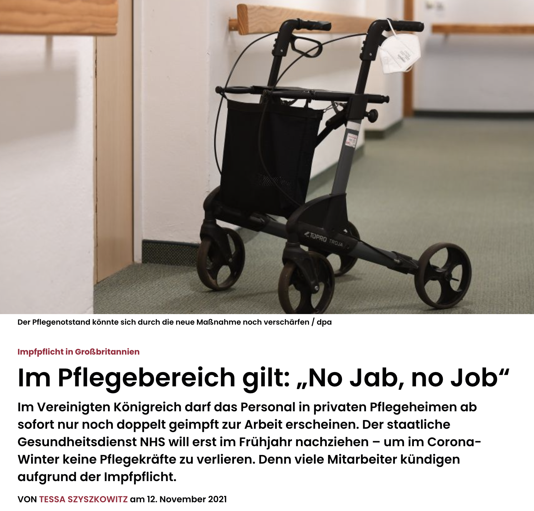Großbritannien: "No Jab No Jobs" 