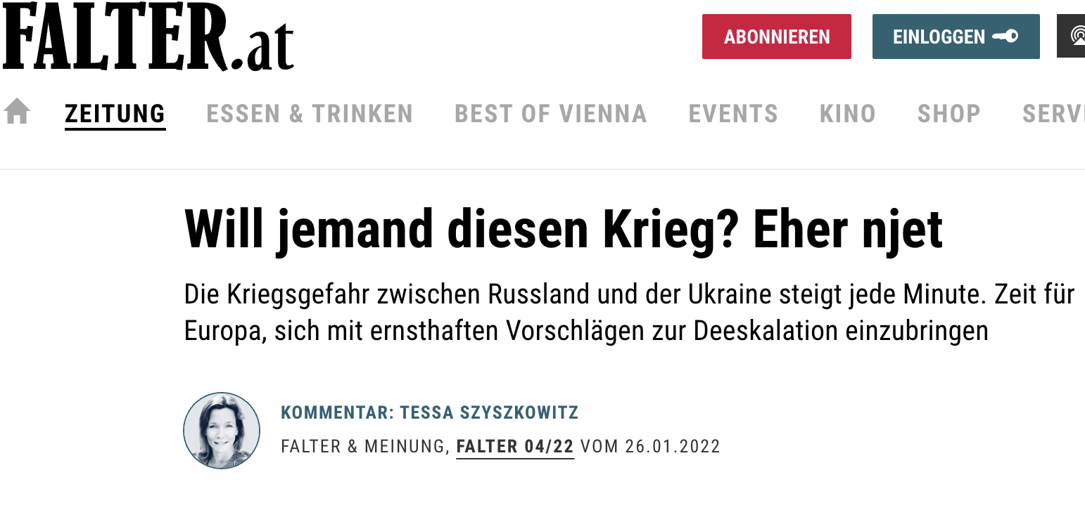 Will jemand diesen Krieg? Eher njet